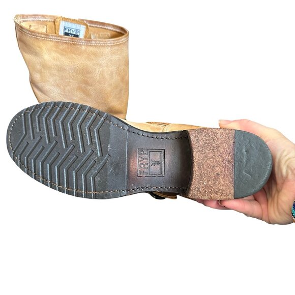 FRYE Veronica Short Slouch Leather Boots Brown Cognac Size 8 - Picture 4 of 8